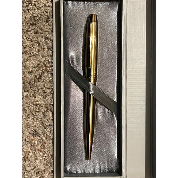 Things Remembered Brass Reflections Ballpoint Ink Pen / Black Ink w/Metal Plate - Picture 1 of 5